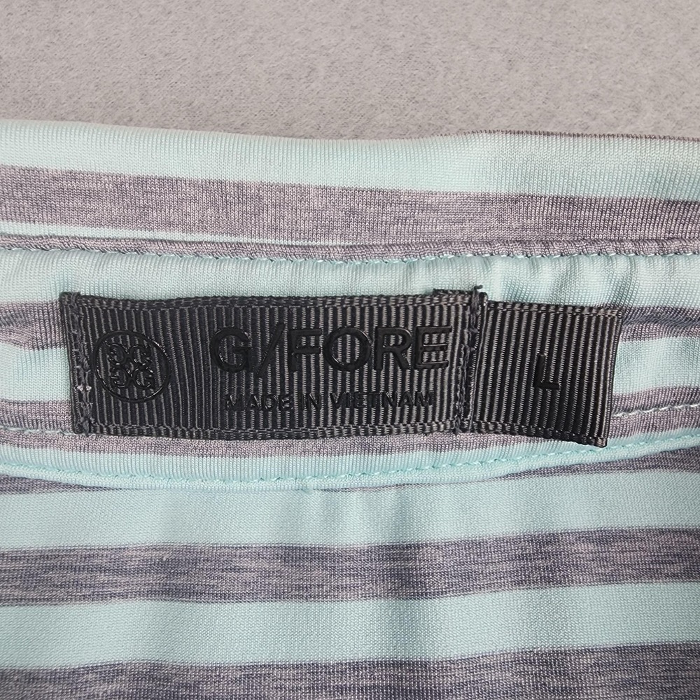G/FORE Golf Polo Shirt Mens L Blue Striped Short Sleeve Performance Athletic - Picture 3 of 8